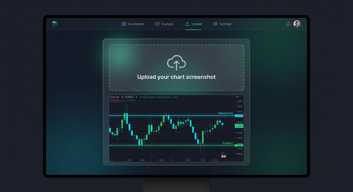 AI Market Analyzer - Upload chart screenshot interface preview